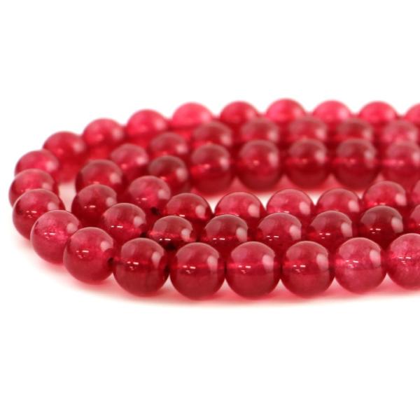 パワーストーン 天然石 ビーズ カラージェード(チェリーレッド・染め) 丸玉 8mm 1連販売