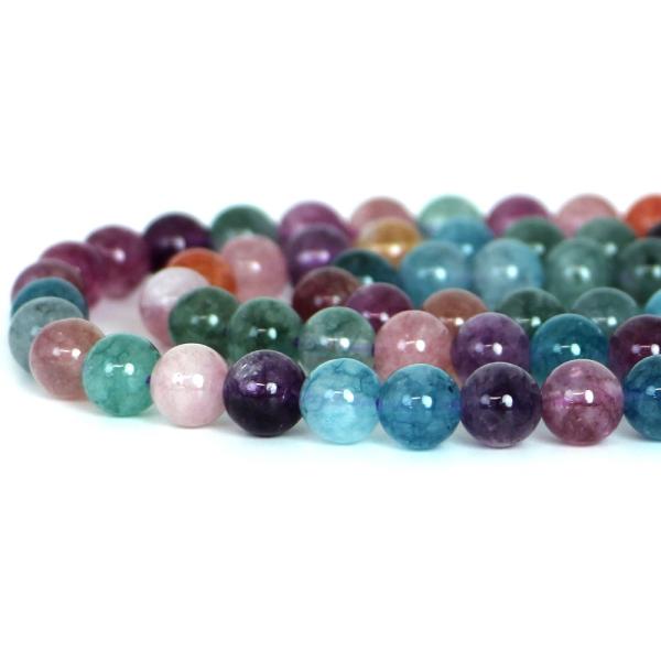 パワーストーン 天然石 ビーズ カラージェード(MIXカラー・染め) 丸玉 8mm 1連販売