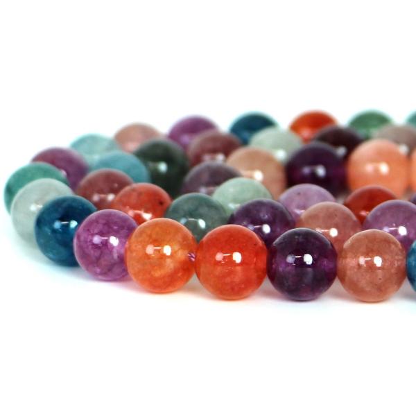 パワーストーン 天然石 ビーズ カラージェード(MIXカラー・染め) 丸玉 10mm 1連販売