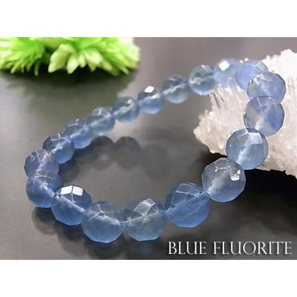 パワーストーン 天然石 ブレスレット ブルーフローライト カット 10mm 数珠 念珠 Bracel...