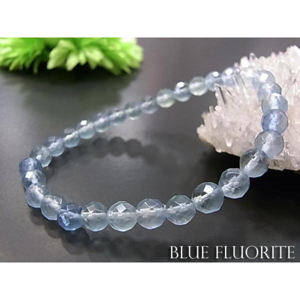 パワーストーン 天然石 ブレスレット ブルーフローライト カット 6mm 数珠 念珠 Bracele...