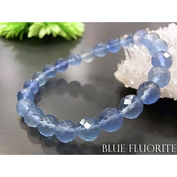 パワーストーン 天然石 ブレスレット ブルーフローライト カット 8mm 数珠 念珠 Bracele...