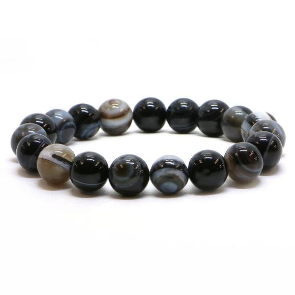 パワーストーン 天然石 ブレスレット 天眼石 縞瑪瑙 アイアゲート 丸玉 12mm 数珠 念珠 Br...