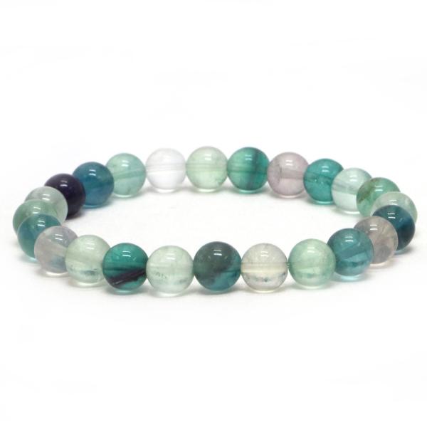 パワーストーン 天然石 ブレスレット フローライト 丸玉 8mm 数珠 念珠 Bracelet お試...