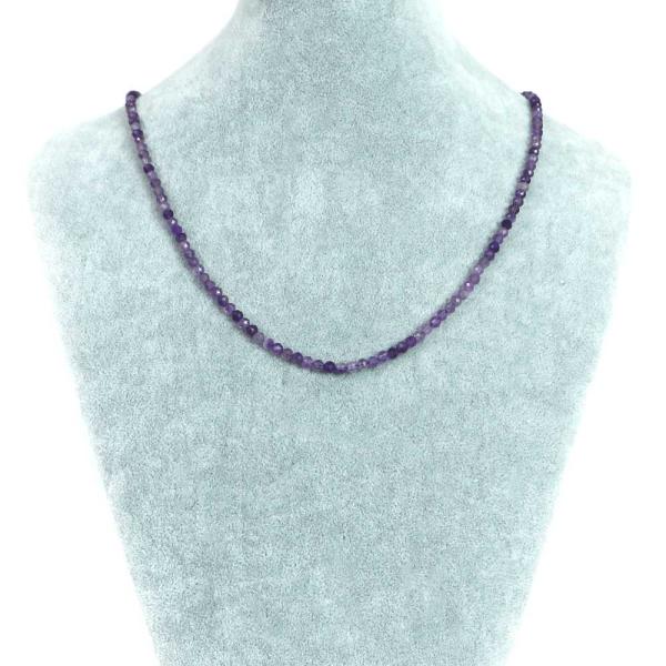 パワーストーン 天然石 シンプルストーンネックレス アメジスト カット 4mm