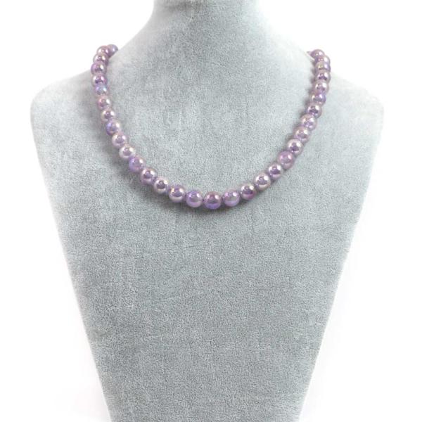 パワーストーン 天然石 シンプルストーンネックレス ラベンダーオーラクリスタル 丸玉10mm