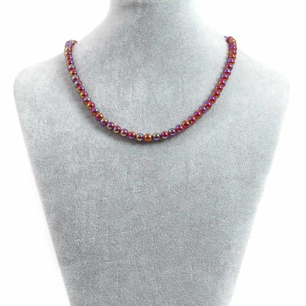 パワーストーン 天然石 シンプルストーンネックレス レッドアゲートオーラ丸玉6mm