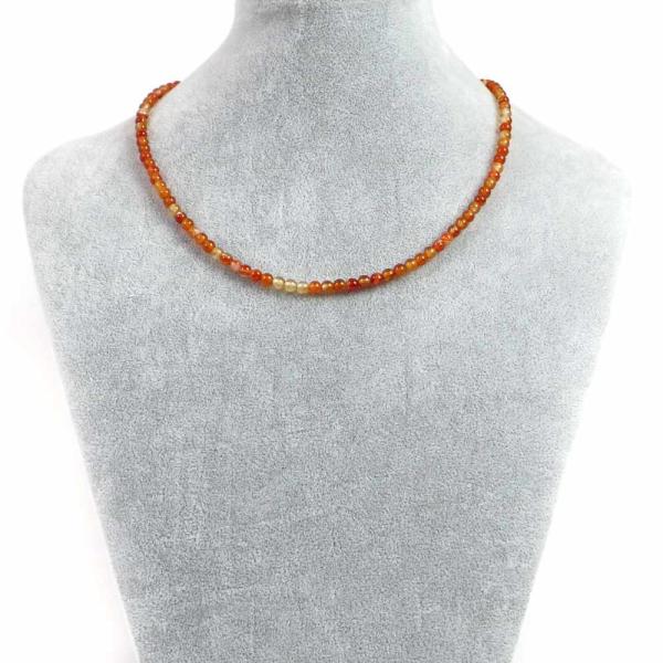 パワーストーン 天然石 シンプルストーンネックレス カーネリアン丸玉4mm
