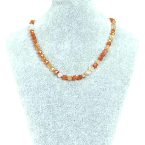 パワーストーン 天然石 シンプル シンプルストーンネックレス カーネリアン ダイヤカット 8mm