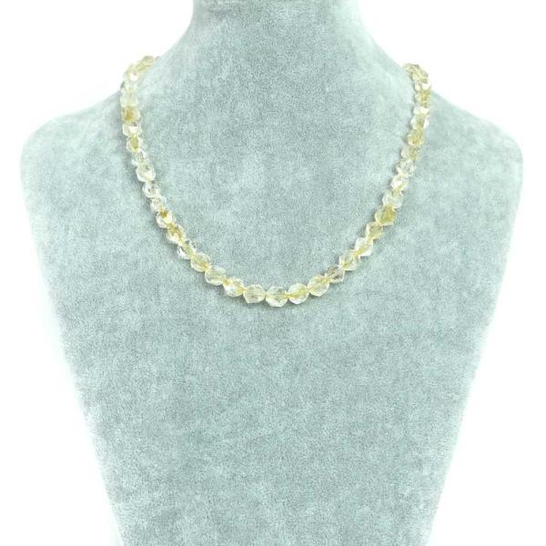 パワーストーン 天然石 シンプル シンプルストーンネックレス シトリン ダイヤカット 8mm