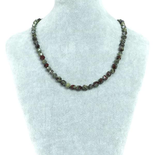 パワーストーン 天然石 シンプル シンプルストーンネックレス ドラゴンブラッドジャスパー ダイヤカッ...