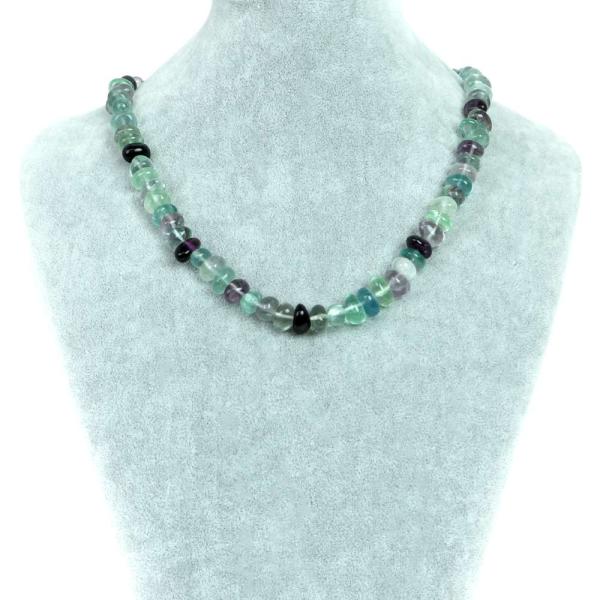 パワーストーン 天然石 シンプル シンプルストーンネックレス フローライト タンブル 6×10mm