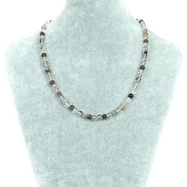 パワーストーン 天然石 シンプルストーンネックレス ガーデンクォーツMIX丸玉6mm