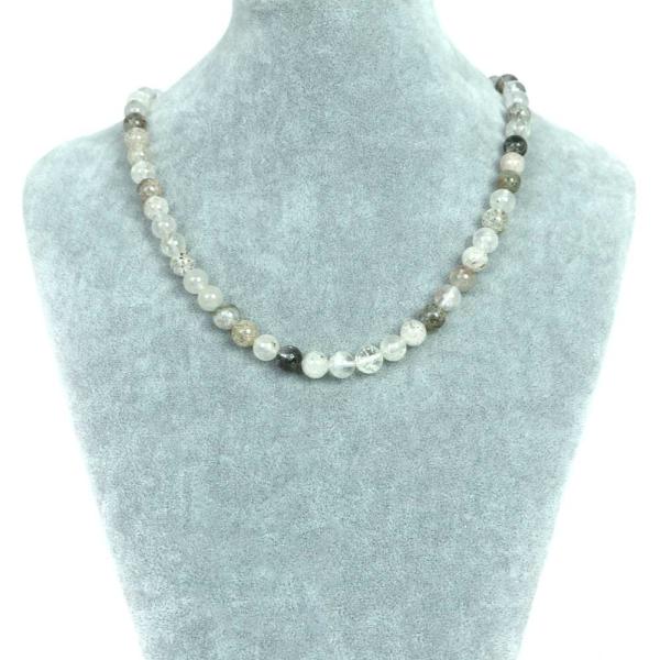 パワーストーン 天然石 シンプル シンプルストーンネックレス ホワイトガーデンクォーツ 丸玉 8mm