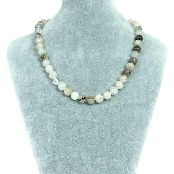 パワーストーン 天然石 シンプル シンプルストーンネックレス ホワイトガーデンクォーツ 丸玉 10m...