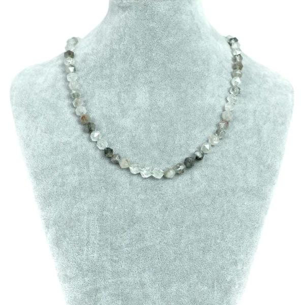 パワーストーン 天然石 シンプル シンプルストーンネックレス ガーデンクォーツ ダイヤカット 8mm