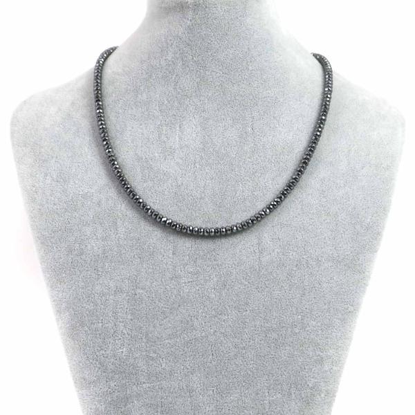 パワーストーン 天然石 シンプルストーンネックレス ヘマタイトボタンカット3×4mm