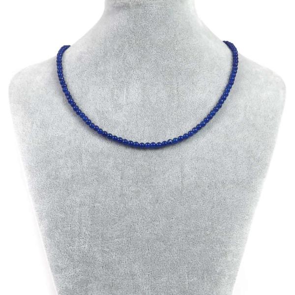 パワーストーン 天然石 シンプルストーンネックレス カラージェード(ネイビー・染め)丸玉4mm