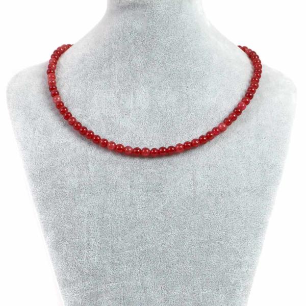 パワーストーン 天然石 シンプルストーンネックレス カラージェード(チェリーレッド・染め)丸玉6mm