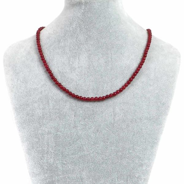 パワーストーン 天然石 シンプルストーンネックレス カラージェード(レッド・染め)丸玉4mm