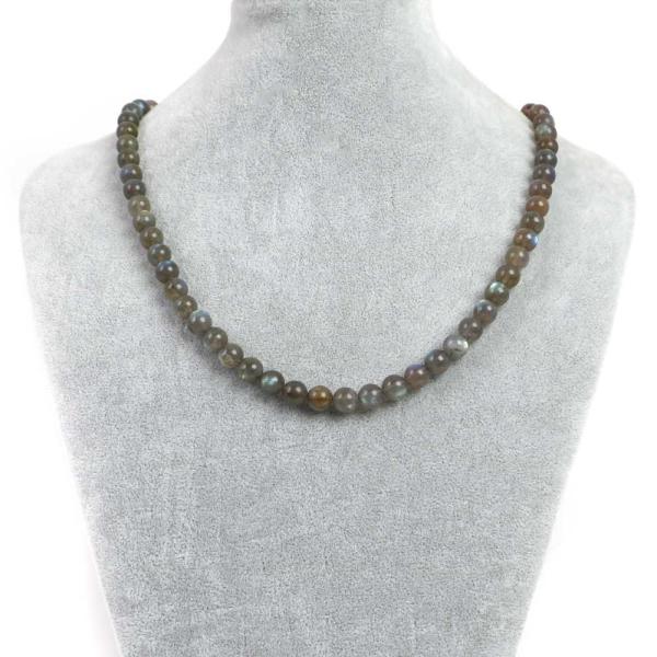 パワーストーン 天然石 シンプルストーンネックレス ラブラドライト（濃いめ）丸玉8mm