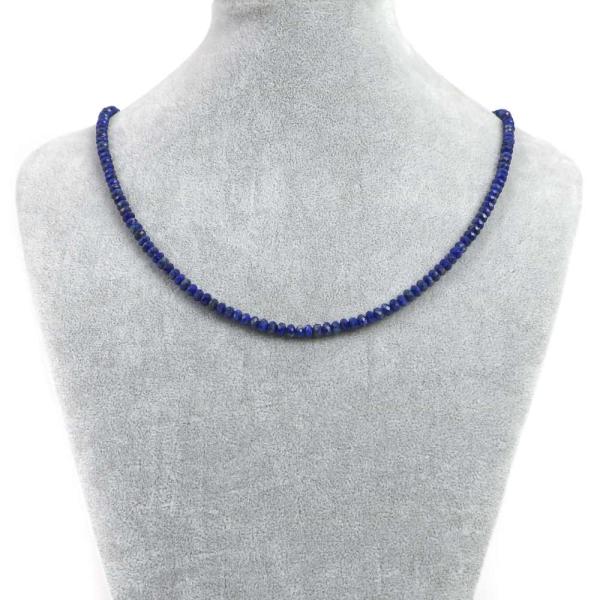 パワーストーン 天然石 シンプルストーンネックレス ラピスラズリボタンカット3×4mm