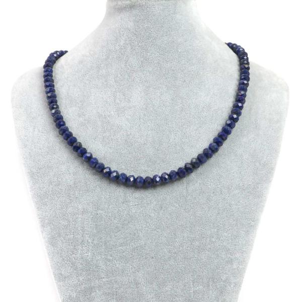 パワーストーン 天然石 シンプルストーンネックレス ラピスラズリボタンカット 6×8mm