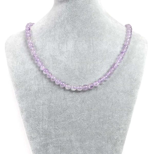 パワーストーン 天然石 シンプルストーンネックレス ラベンダーアメジスト丸玉8mm