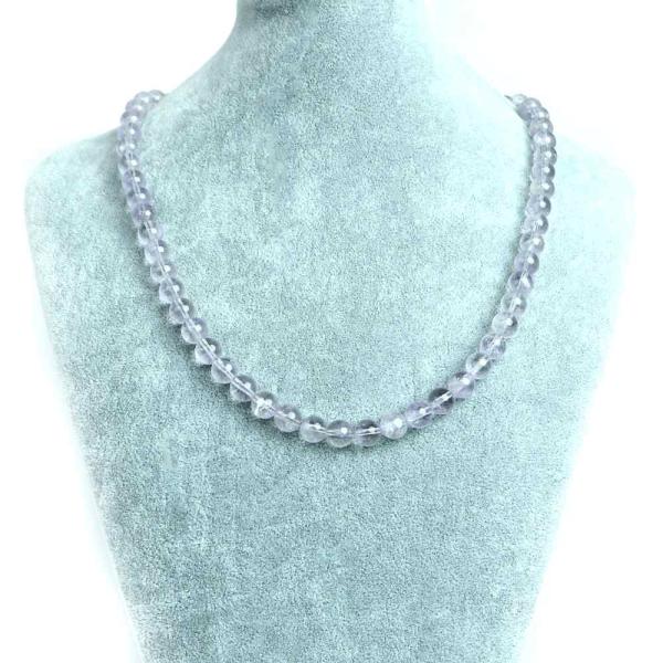 パワーストーン 天然石 シンプル ストーンネックレス ラベンダーアメジストAAクリア 丸玉 8ｍｍ