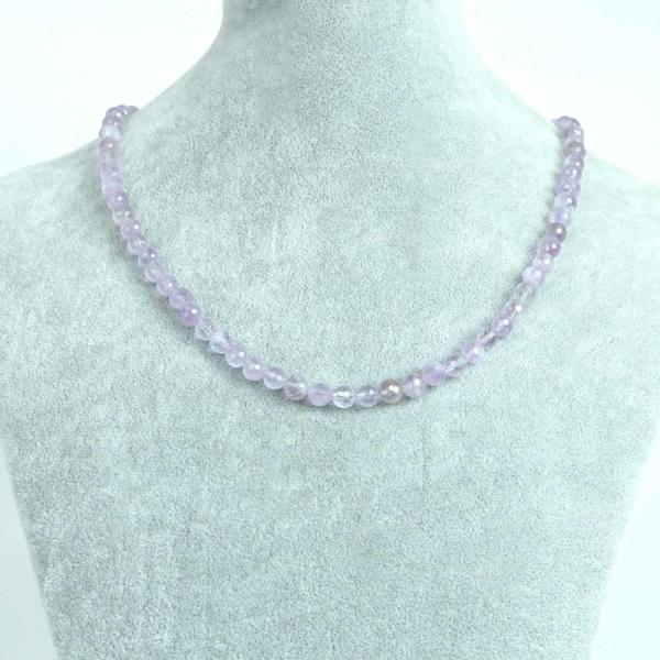 パワーストーン 天然石 シンプル ストーンネックレス ラベンダーアメジスト カット 6ｍｍ
