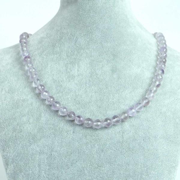パワーストーン 天然石 シンプル ストーンネックレス ラベンダーアメジスト カット 8ｍｍ