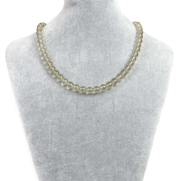 パワーストーン 天然石 シンプルストーンネックレス レモンクォーツ丸玉8mm