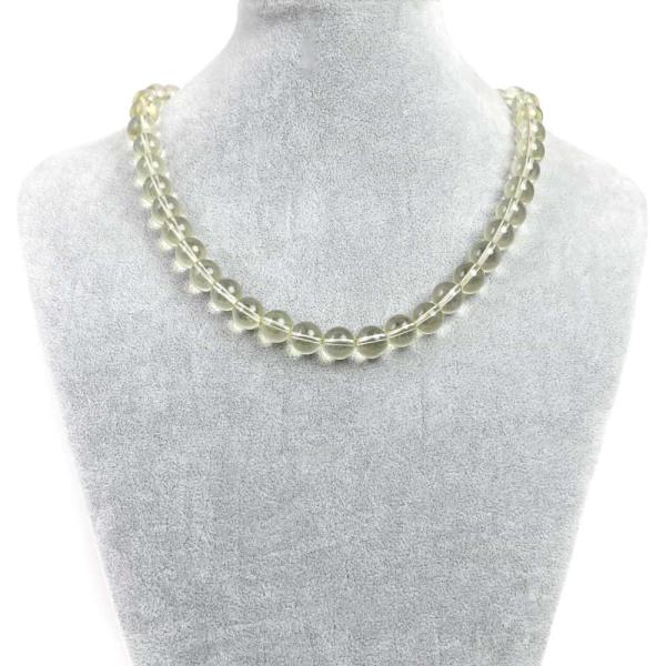 パワーストーン 天然石 シンプルストーンネックレス レモンクォーツ丸玉10mm