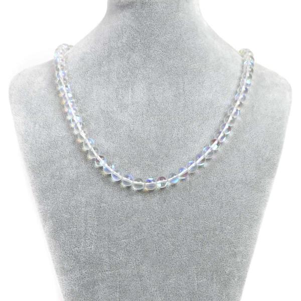 パワーストーン 天然石 シンプルストーンネックレス ルナフラッシュ（人工石）丸玉8mmビーズパワース...