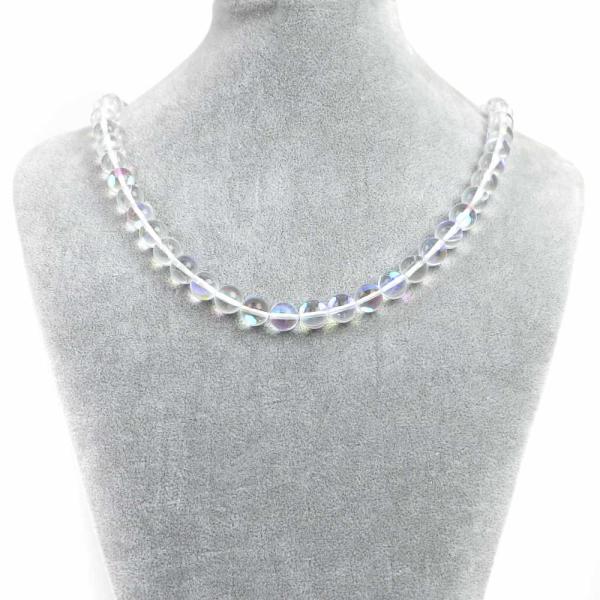 パワーストーン 天然石 シンプルストーンネックレス ルナフラッシュ（人工石）丸玉10mmビーズパワー...