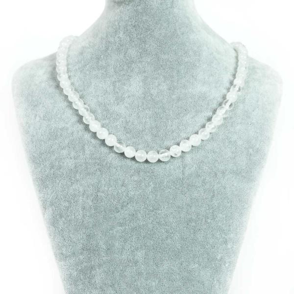 パワーストーン 天然石 シンプルストーンネックレス ミルキークォーツAA丸玉8mm