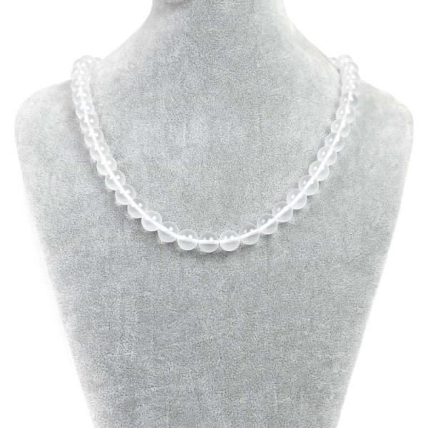 パワーストーン 天然石 シンプルストーンネックレス ミルキークォーツ丸玉10mm