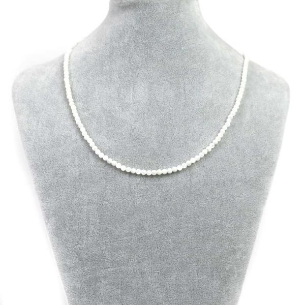 パワーストーン 天然石 シンプルストーンネックレス マザーオブパール（ホワイト）丸玉4mm