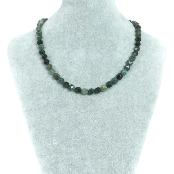 パワーストーン 天然石 シンプル シンプルストーンネックレス モスアゲート ダイヤカット 8mm