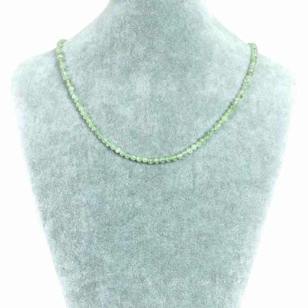 パワーストーン 天然石 シンプルストーンネックレス プレナイト カット 4mm