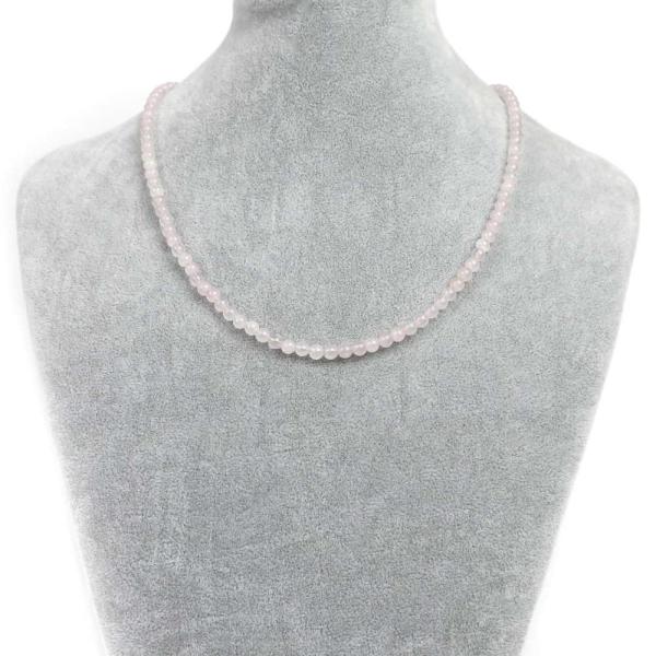 パワーストーン 天然石 シンプルストーンネックレス ローズクォーツ丸玉4.5〜5ｍｍ