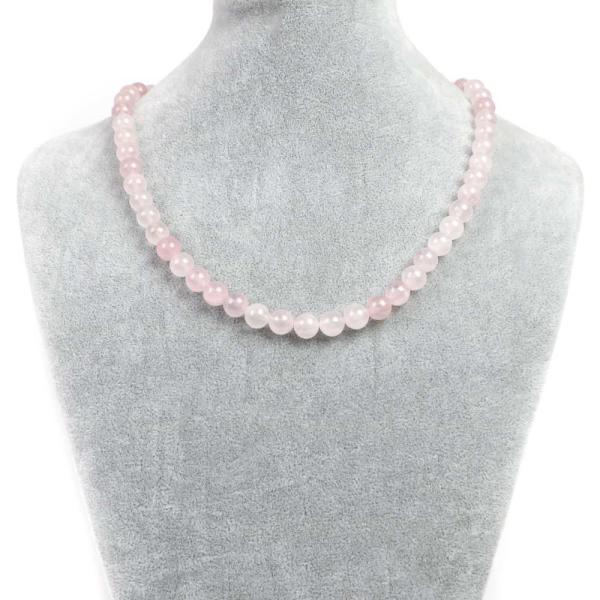 パワーストーン 天然石 シンプルストーンネックレス ローズクォーツ丸玉8mm