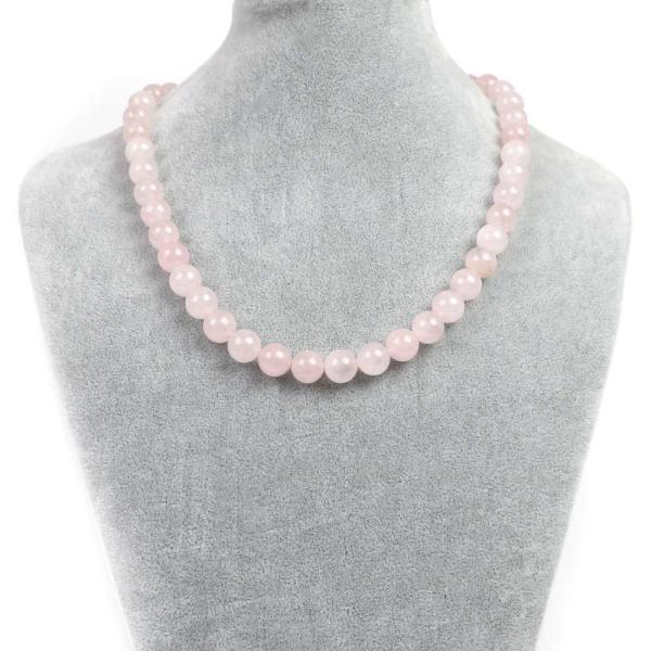 パワーストーン 天然石 シンプルストーンネックレス ローズクォーツ丸玉10mm