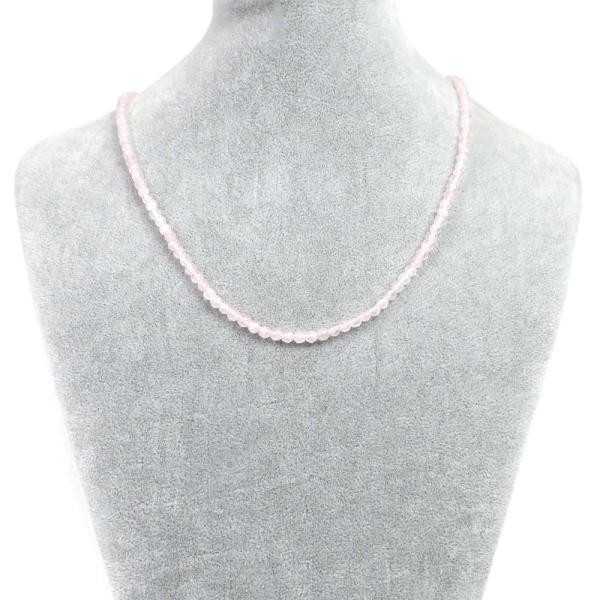 パワーストーン 天然石 シンプルストーンネックレス ローズクォーツカット4mm