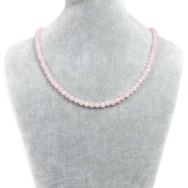 パワーストーン 天然石 シンプルストーンネックレス ローズクォーツカット6mm