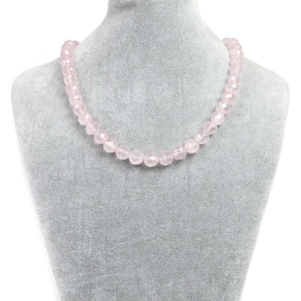 パワーストーン 天然石 シンプルストーンネックレス ローズクォーツカット10mm