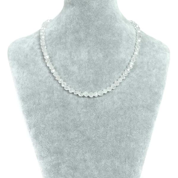 パワーストーン 天然石 シンプル シンプルストーンネックレス ローズクォーツ ダイヤカット 6mm