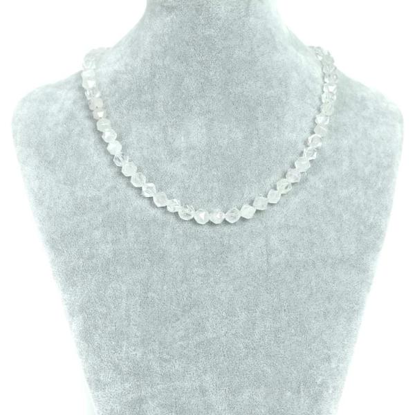 パワーストーン 天然石 シンプル シンプルストーンネックレス ローズクォーツ ダイヤカット 8mm