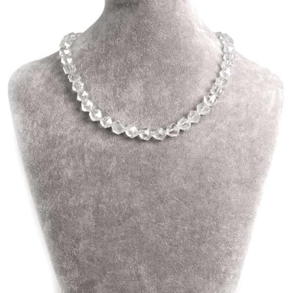 パワーストーン 天然石 シンプル ストーンネックレス ローズクォーツ ダイヤカット 9mm