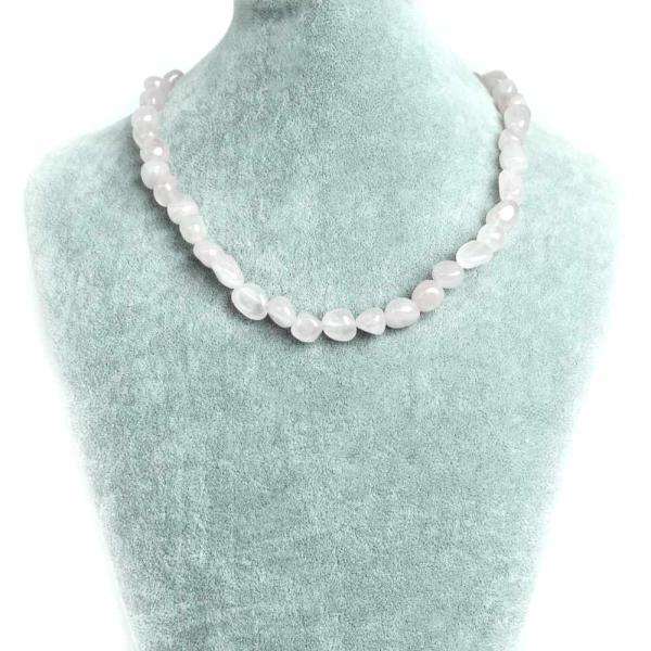 パワーストーン 天然石 シンプル ストーンネックレス ローズクォーツ タンブル 横幅/約10ｍｍ